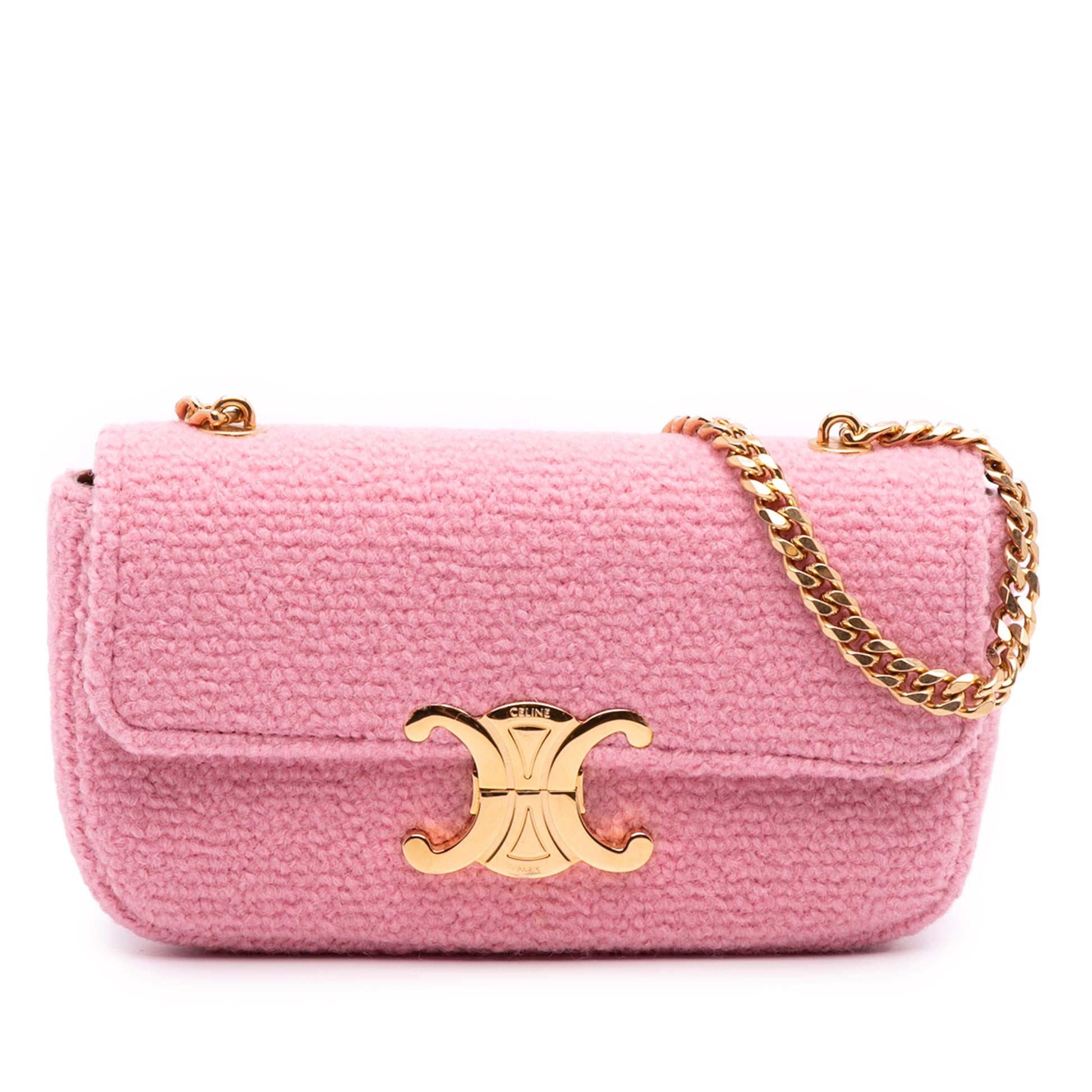 Celine Tweed Claude Chain Shoulder Bag