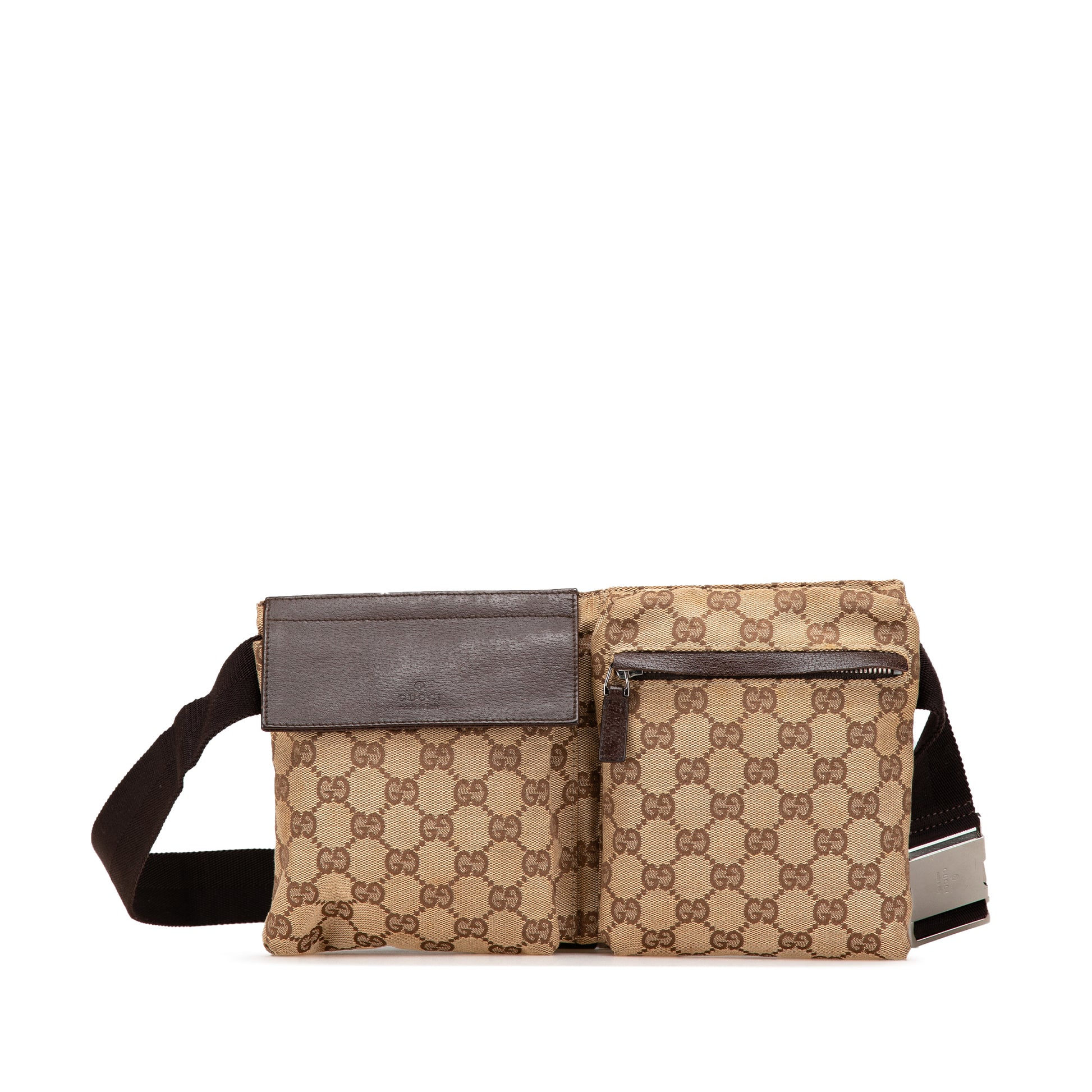 Gucci GG Canvas Double Pocket Belt Bag