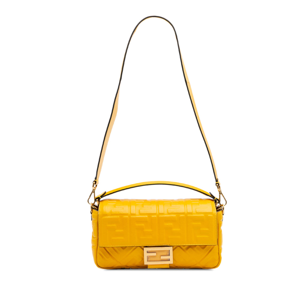 Fendi Zucca Embossed Leather Baguette Satchel