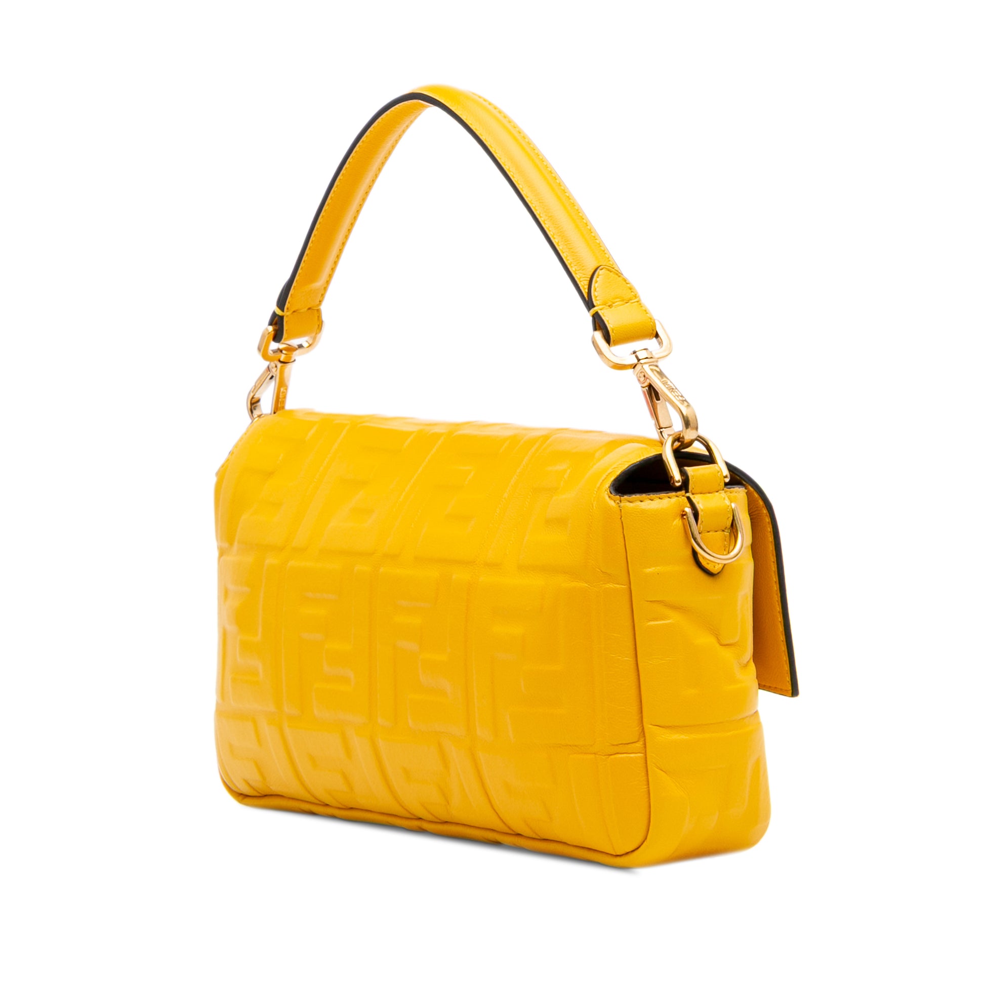 Fendi Zucca Embossed Leather Baguette Satchel