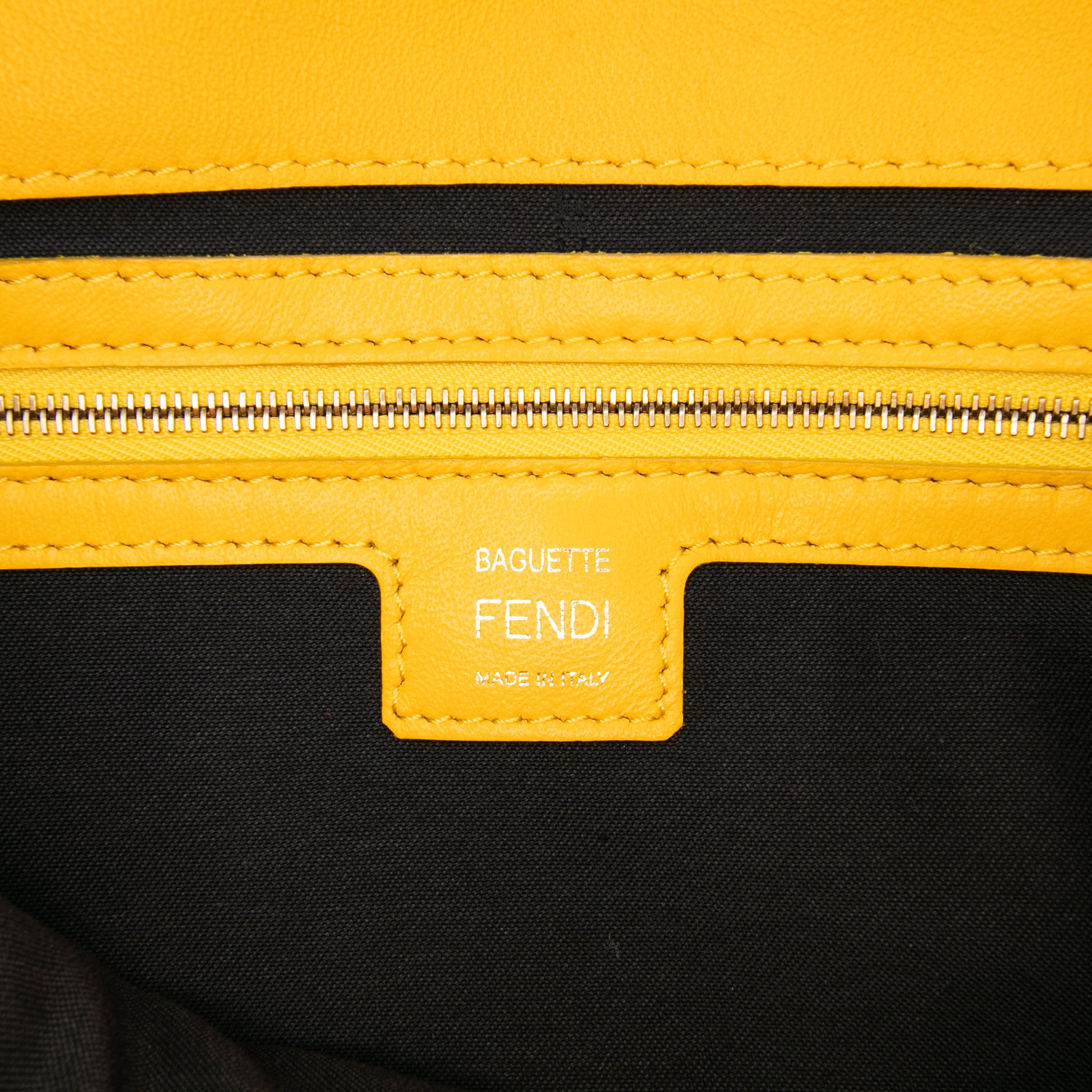 Fendi Zucca Embossed Leather Baguette Satchel