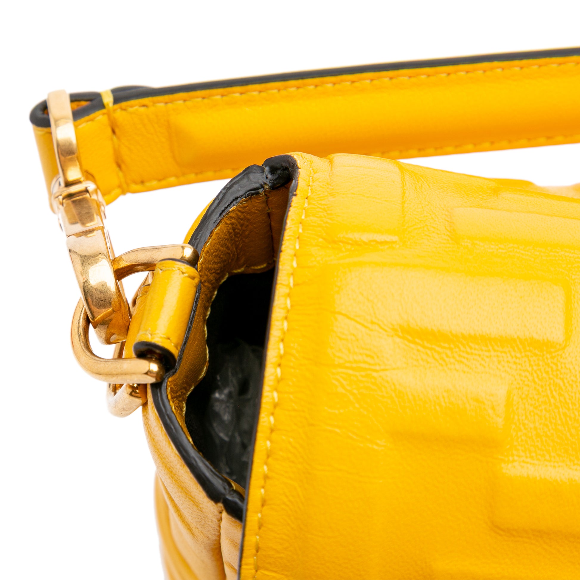 Fendi Zucca Embossed Leather Baguette Satchel