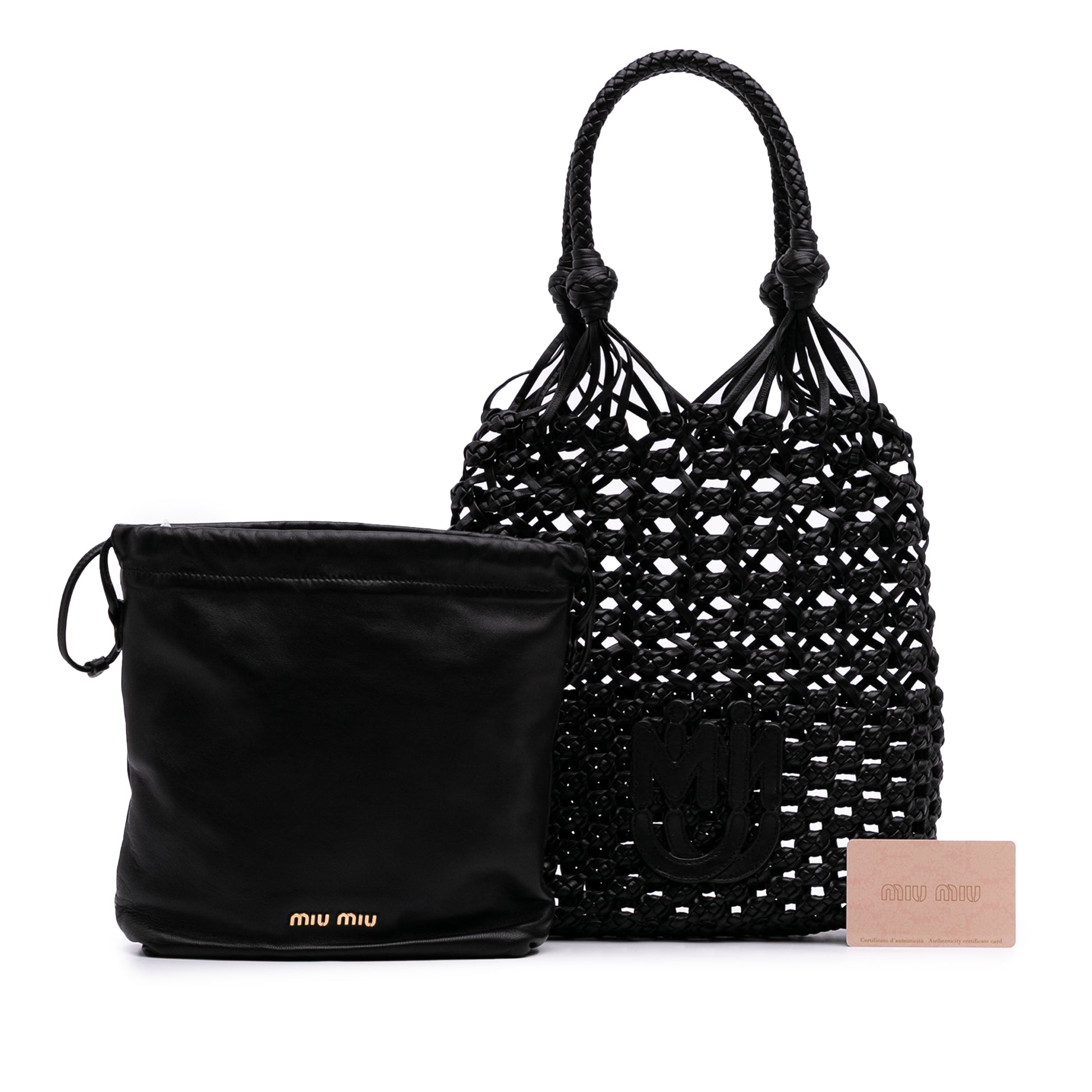 Miu Miu Nappa Macrame Bucket Bag