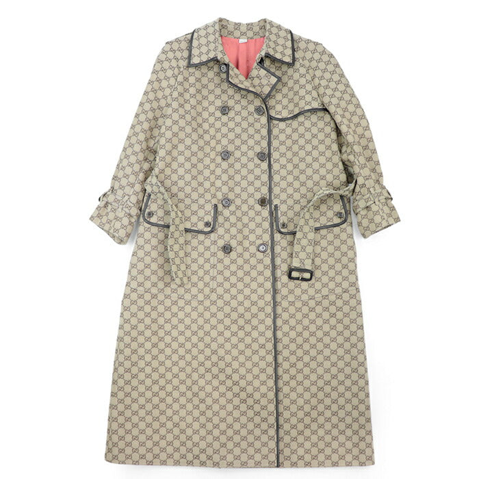 Gucci GG Canvas Trench Coat 38 Beige Brown