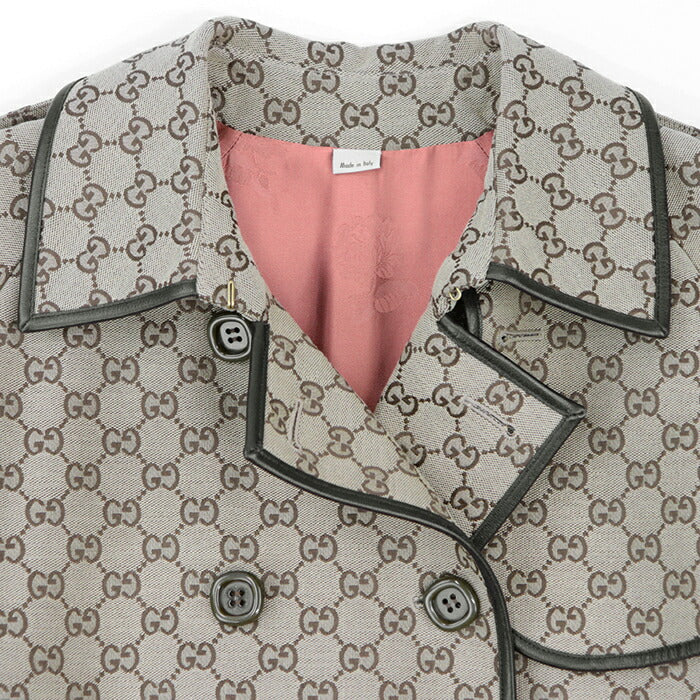 Gucci GG Canvas Trench Coat 38 Beige Brown