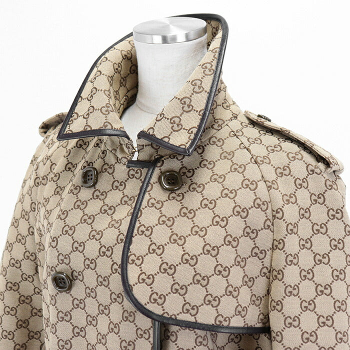 Gucci GG Canvas Trench Coat 38 Beige Brown