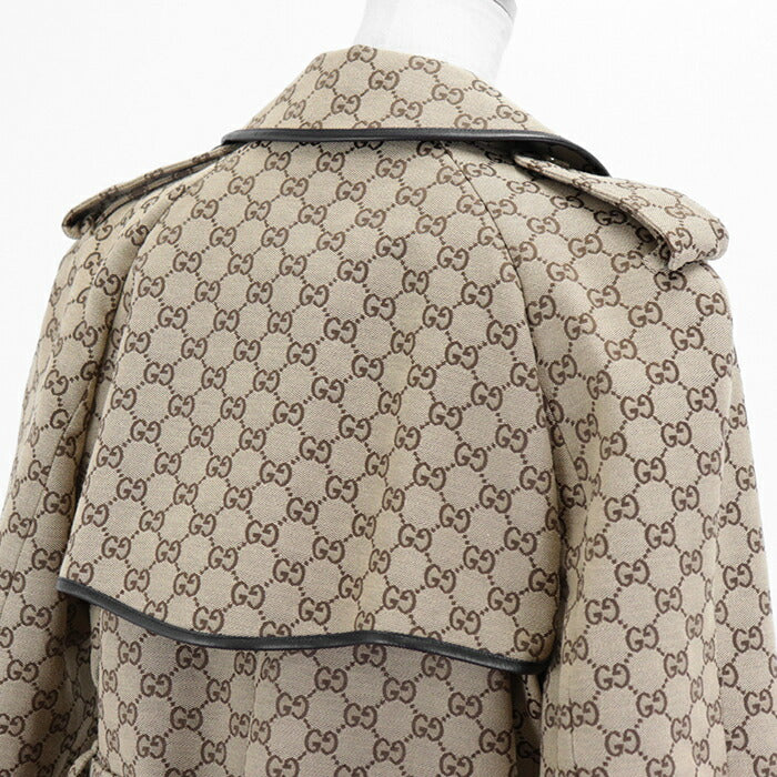 Gucci GG Canvas Trench Coat 38 Beige Brown
