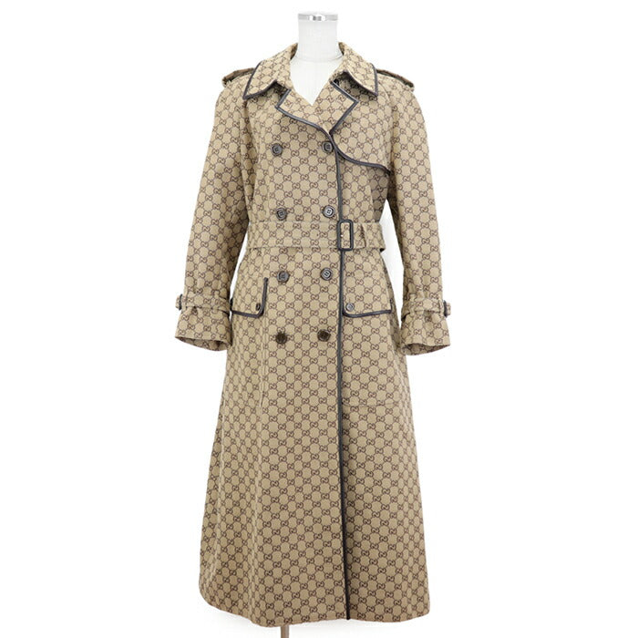 Gucci GG Canvas Trench Coat 38 Beige Brown