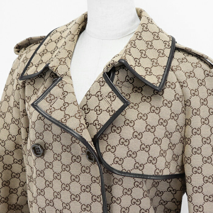 Gucci GG Canvas Trench Coat 38 Beige Brown