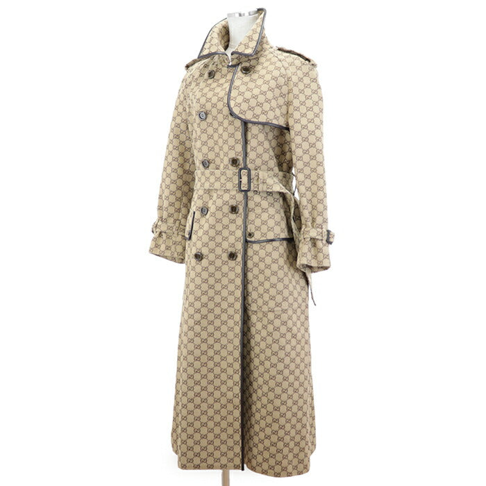 Gucci GG Canvas Trench Coat 38 Beige Brown