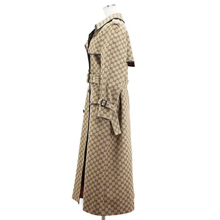 Gucci GG Canvas Trench Coat 38 Beige Brown