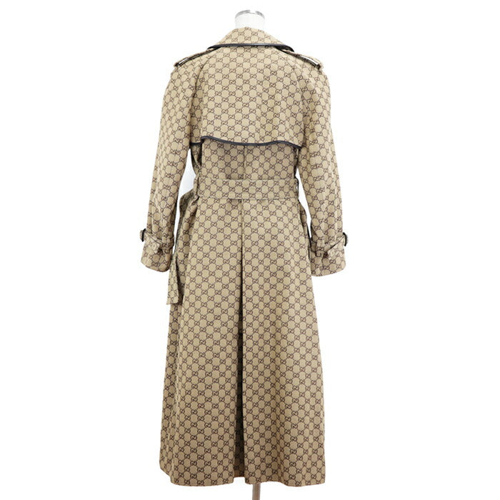 Gucci GG Canvas Trench Coat 38 Beige Brown