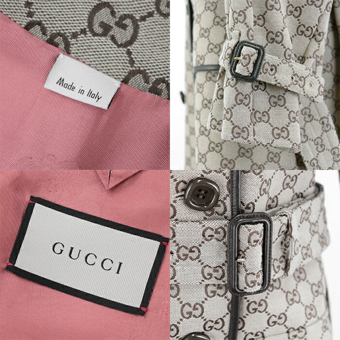 Gucci GG Canvas Trench Coat 38 Beige Brown