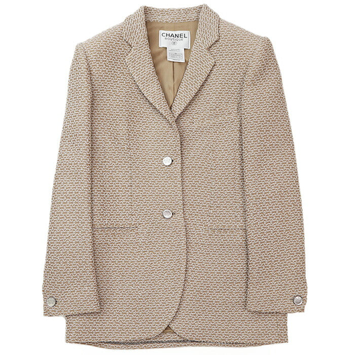 Chanel Beige Embroidered Wool Jacket 98P
