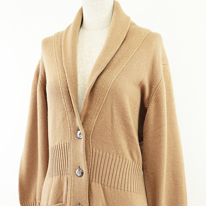 Chanel Claudia Schiffer CC Buttons Cashmere Cardi Coat Camel 08A