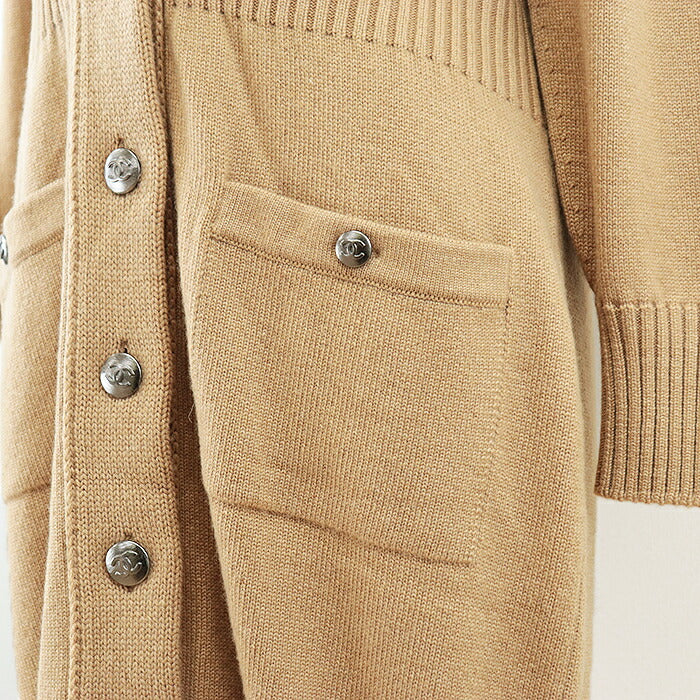 Chanel Claudia Schiffer CC Buttons Cashmere Cardi Coat Camel 08A