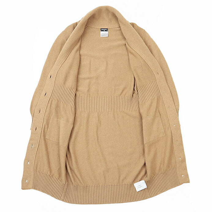 Chanel Claudia Schiffer CC Buttons Cashmere Cardi Coat Camel 08A
