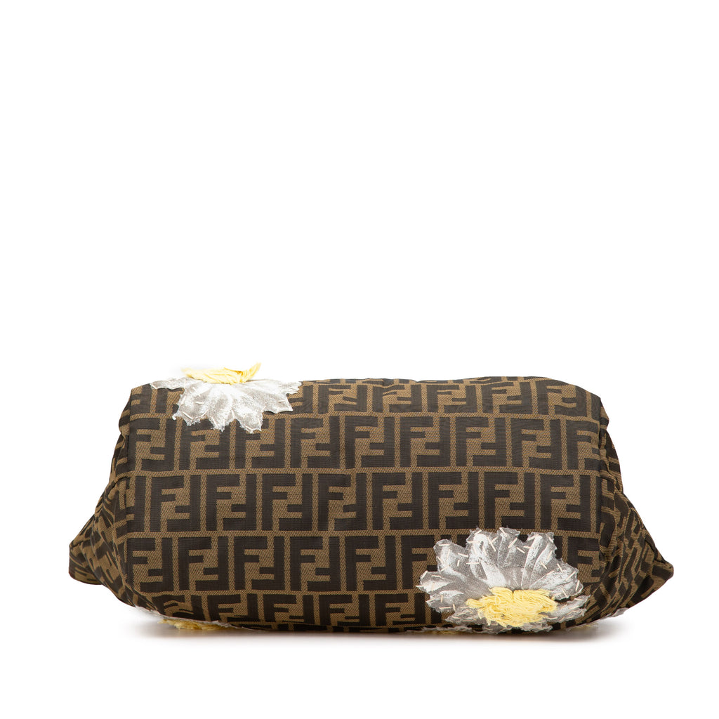 Fendi Zucca Canvas Flower Applique Tote