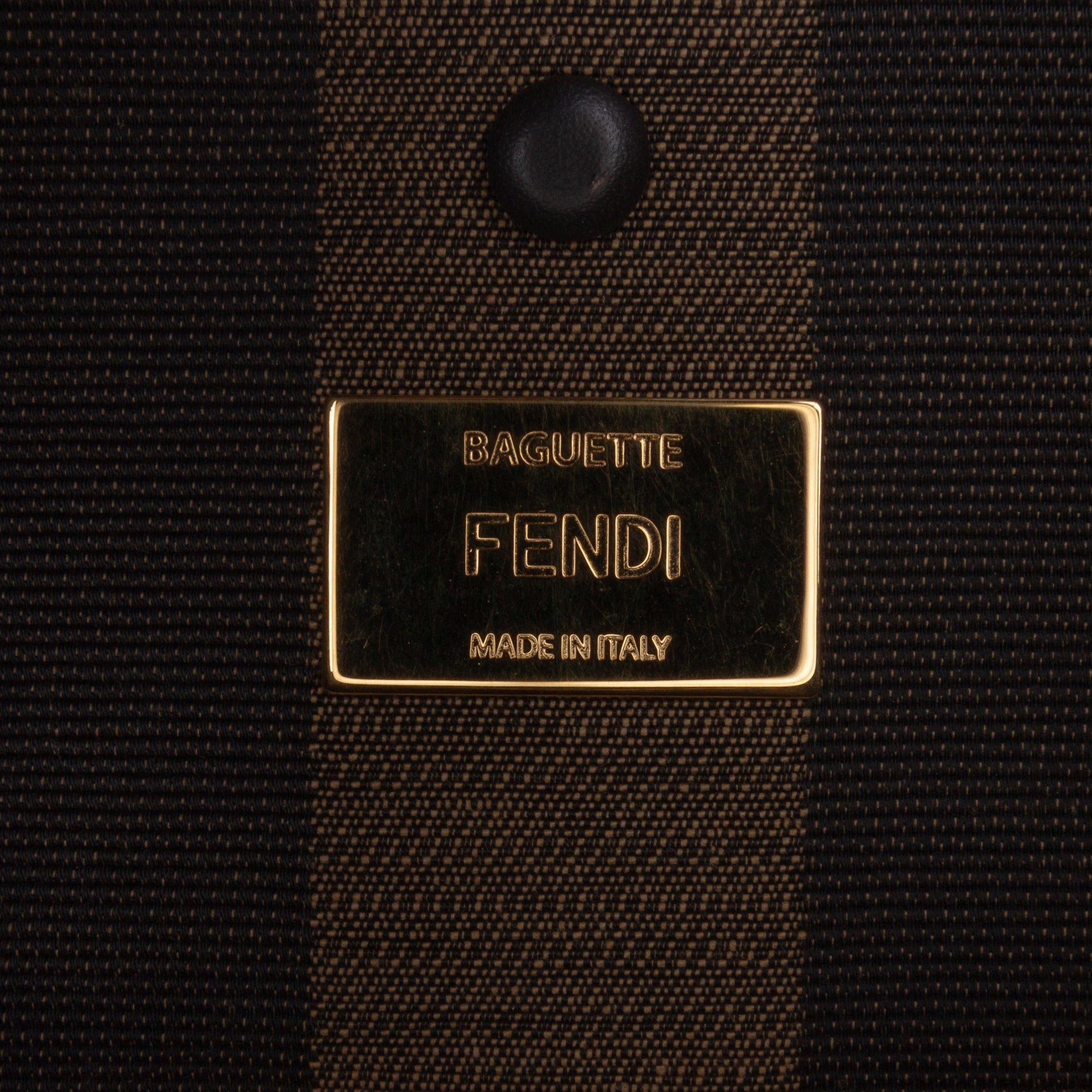 Fendi Pequin Gingham Canvas And Raffia Baguette Satchel