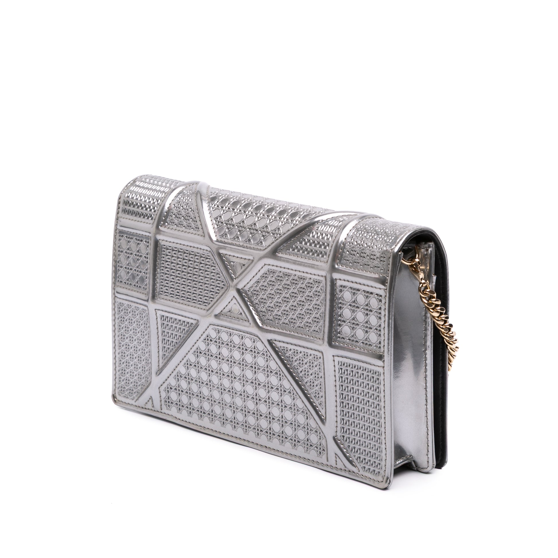Dior Metallic Patent Microcannage Diorama Wallet on