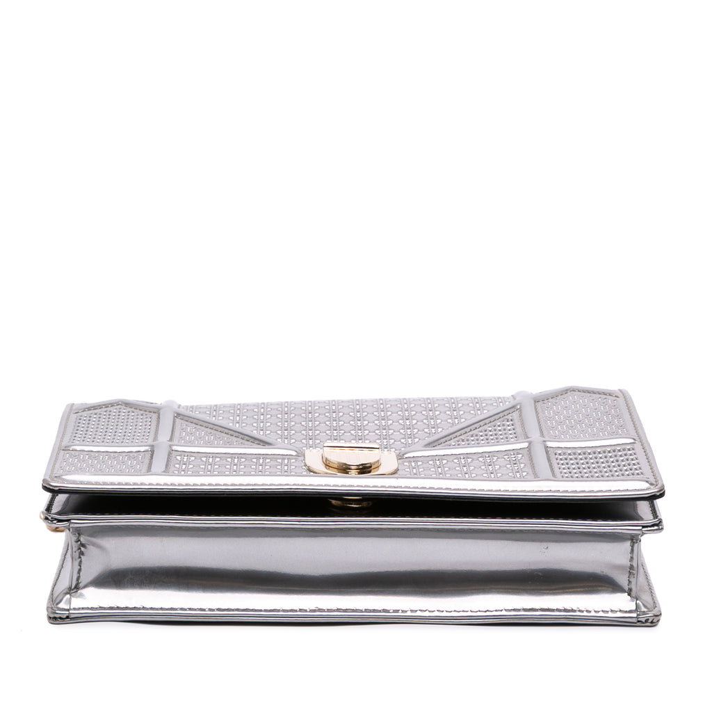 Dior Metallic Patent Microcannage Diorama Wallet on