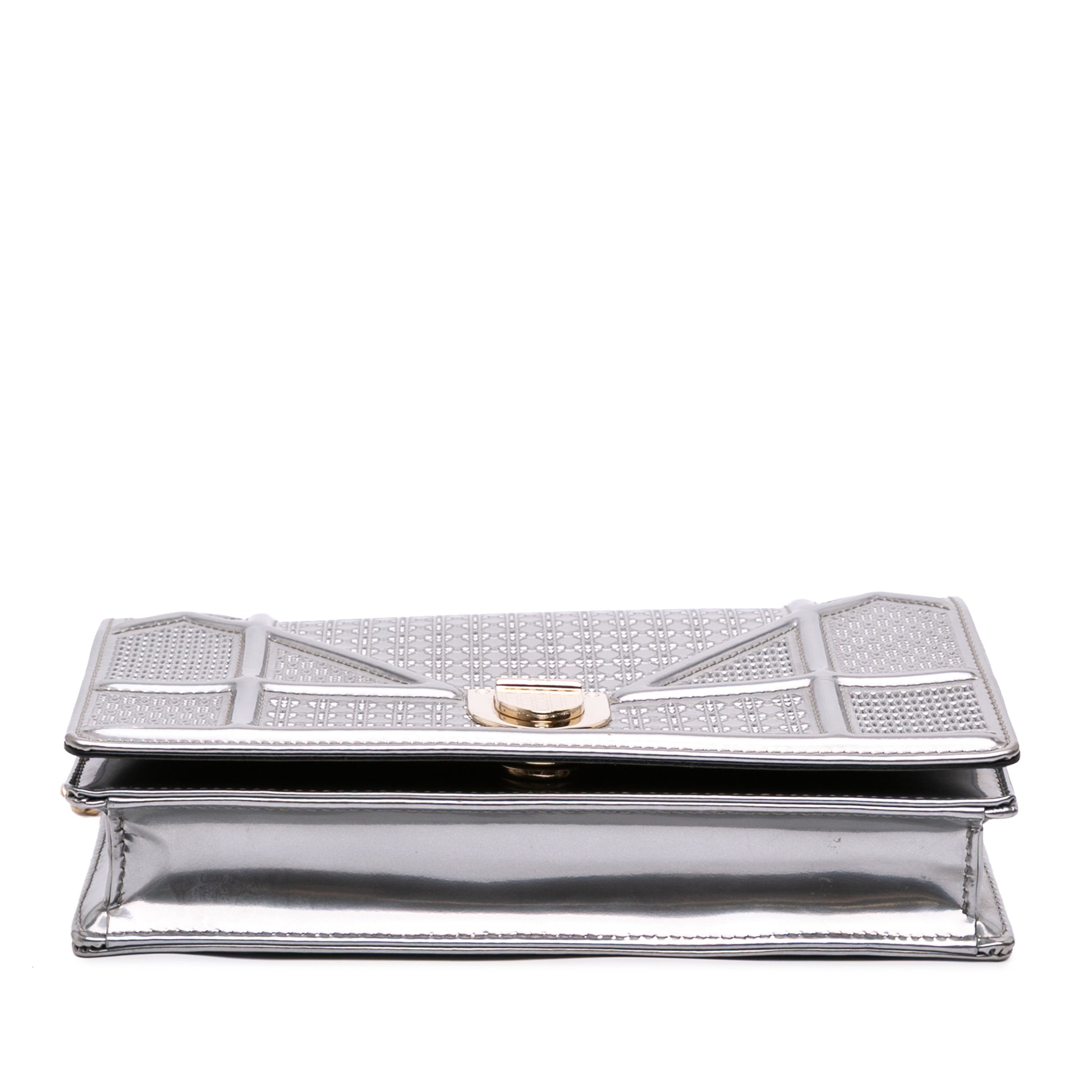 Dior Metallic Patent Microcannage Diorama Wallet on