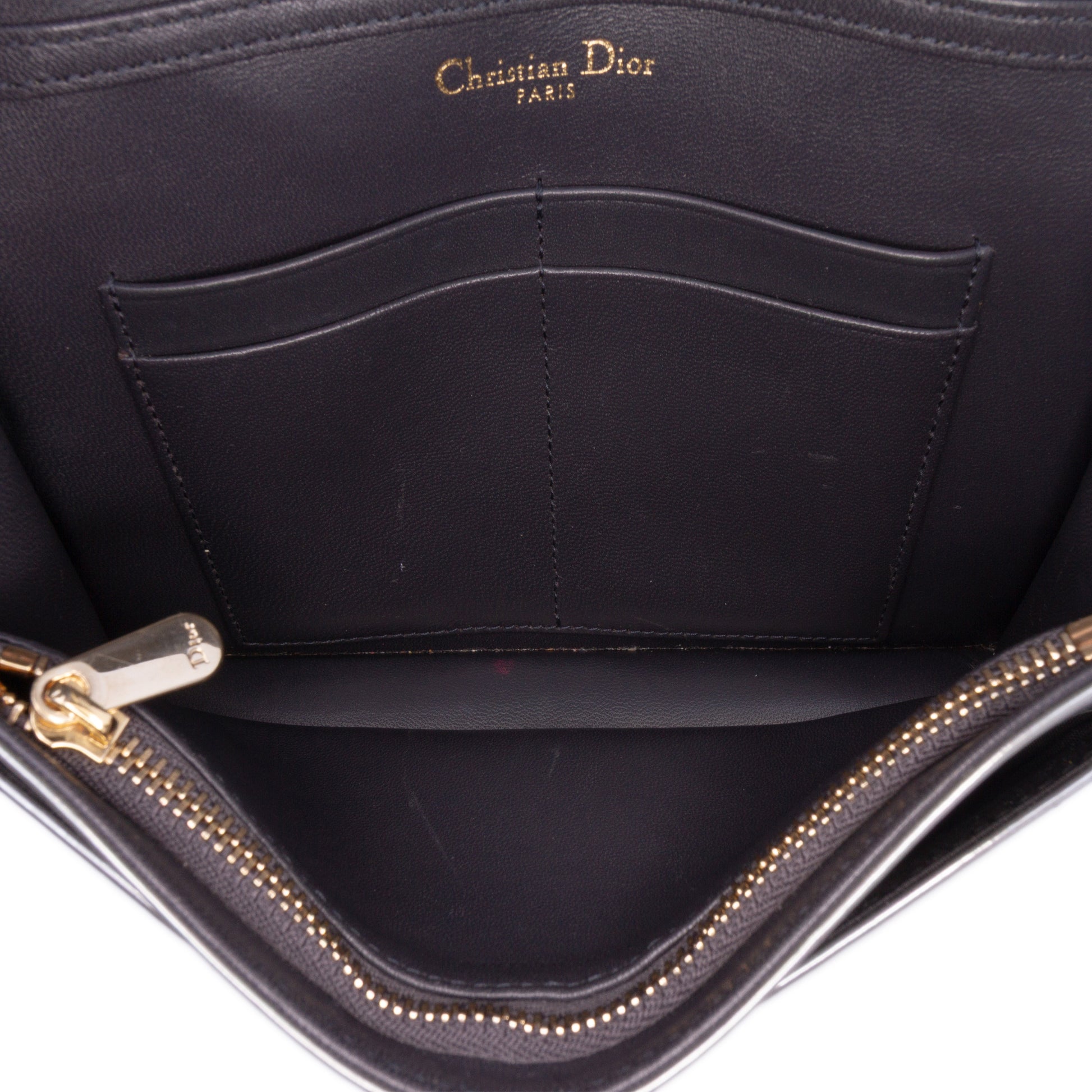 Dior Metallic Patent Microcannage Diorama Wallet on