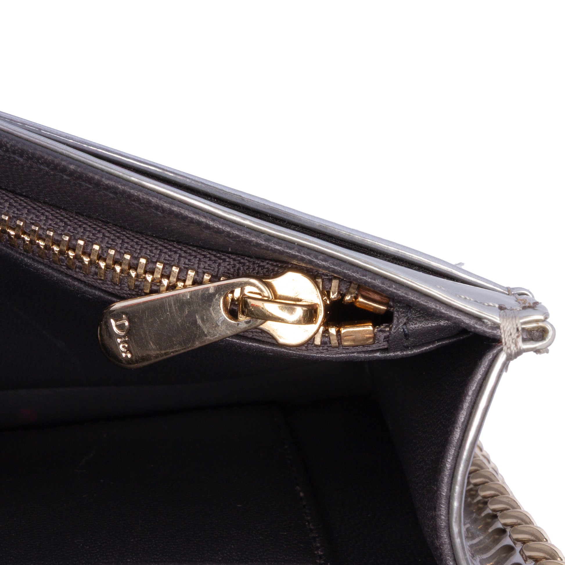 Dior Metallic Patent Microcannage Diorama Wallet on