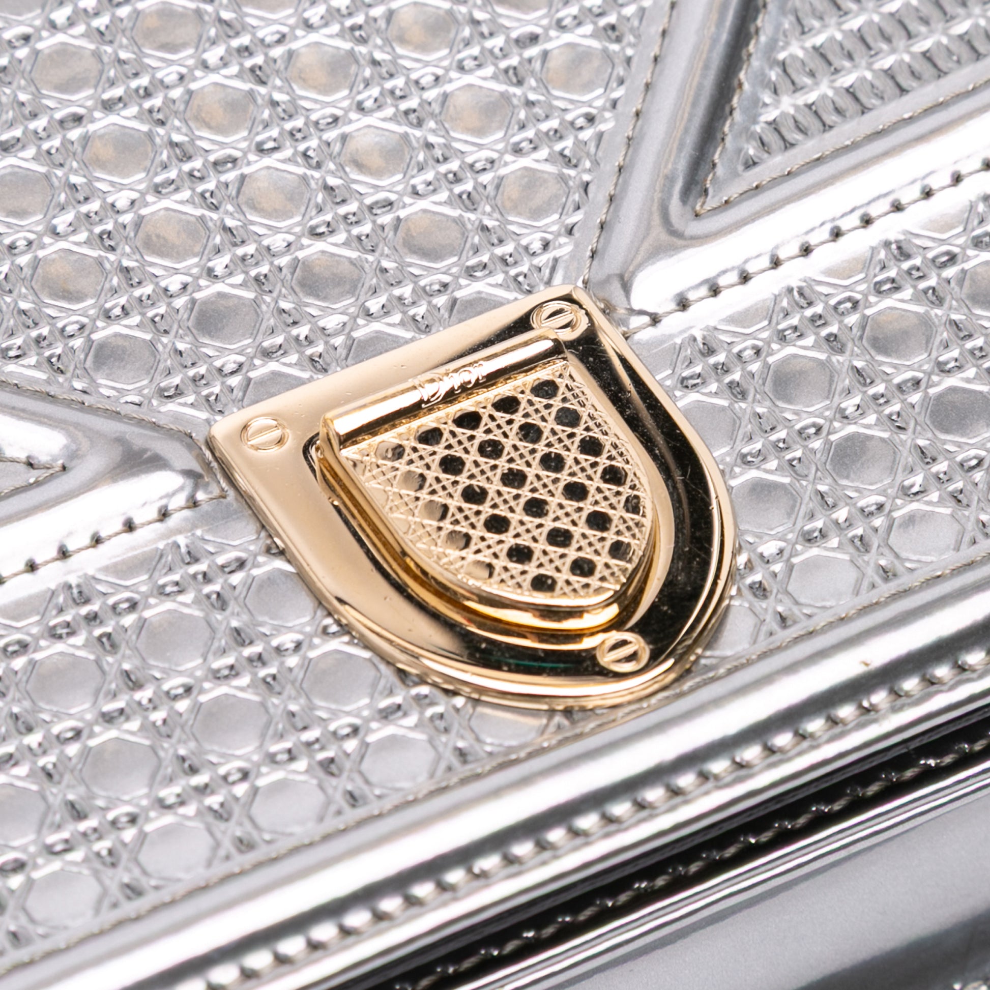 Dior Metallic Patent Microcannage Diorama Wallet on