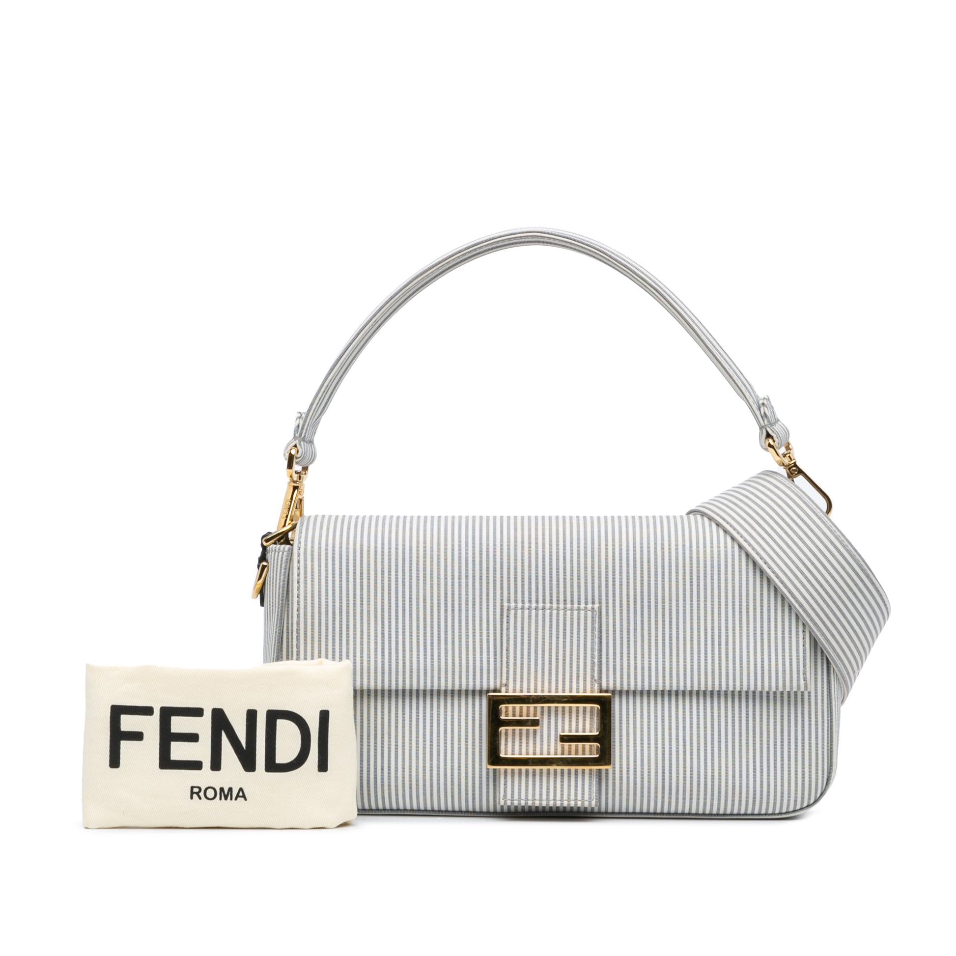 Fendi Striped Jersey Baguette Satchel