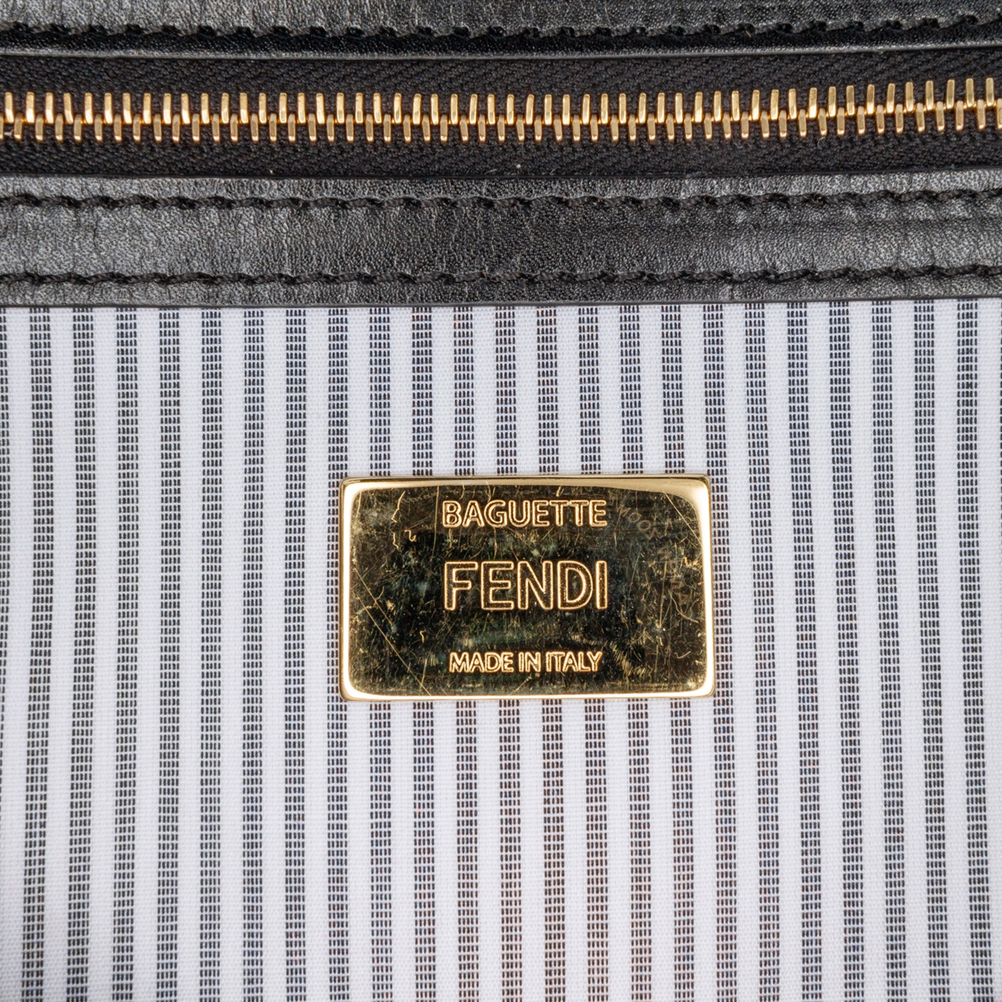 Fendi Striped Jersey Baguette Satchel