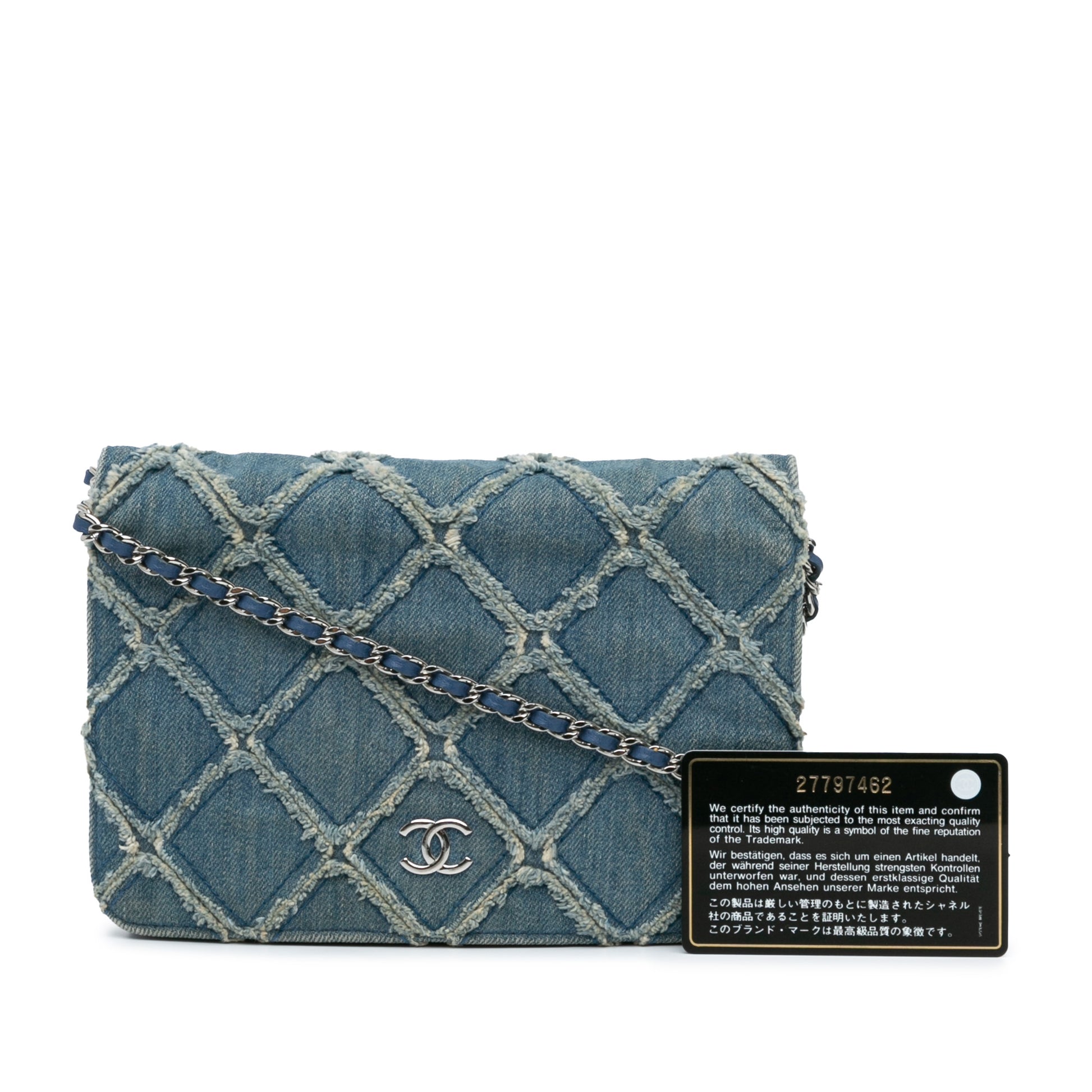 Chanel Frayed Denim Wallet On Chain