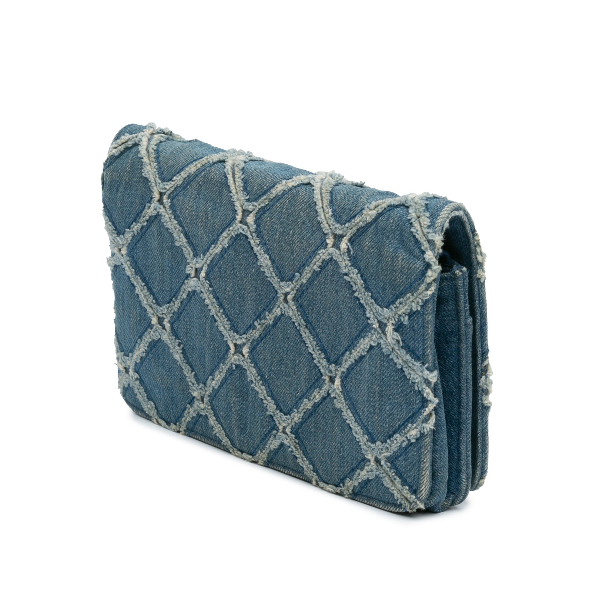 Chanel Frayed Denim Wallet On Chain