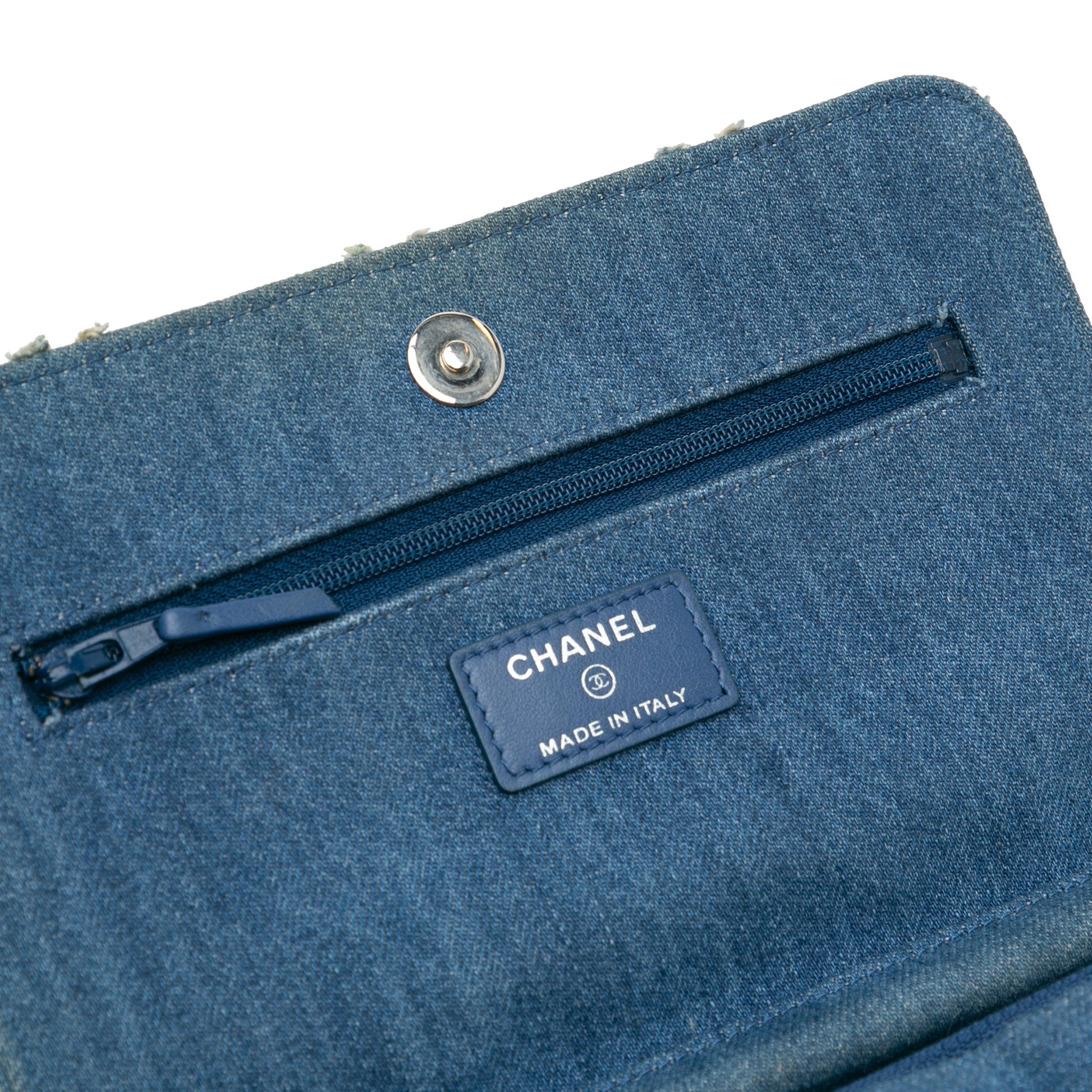Chanel Frayed Denim Wallet On Chain