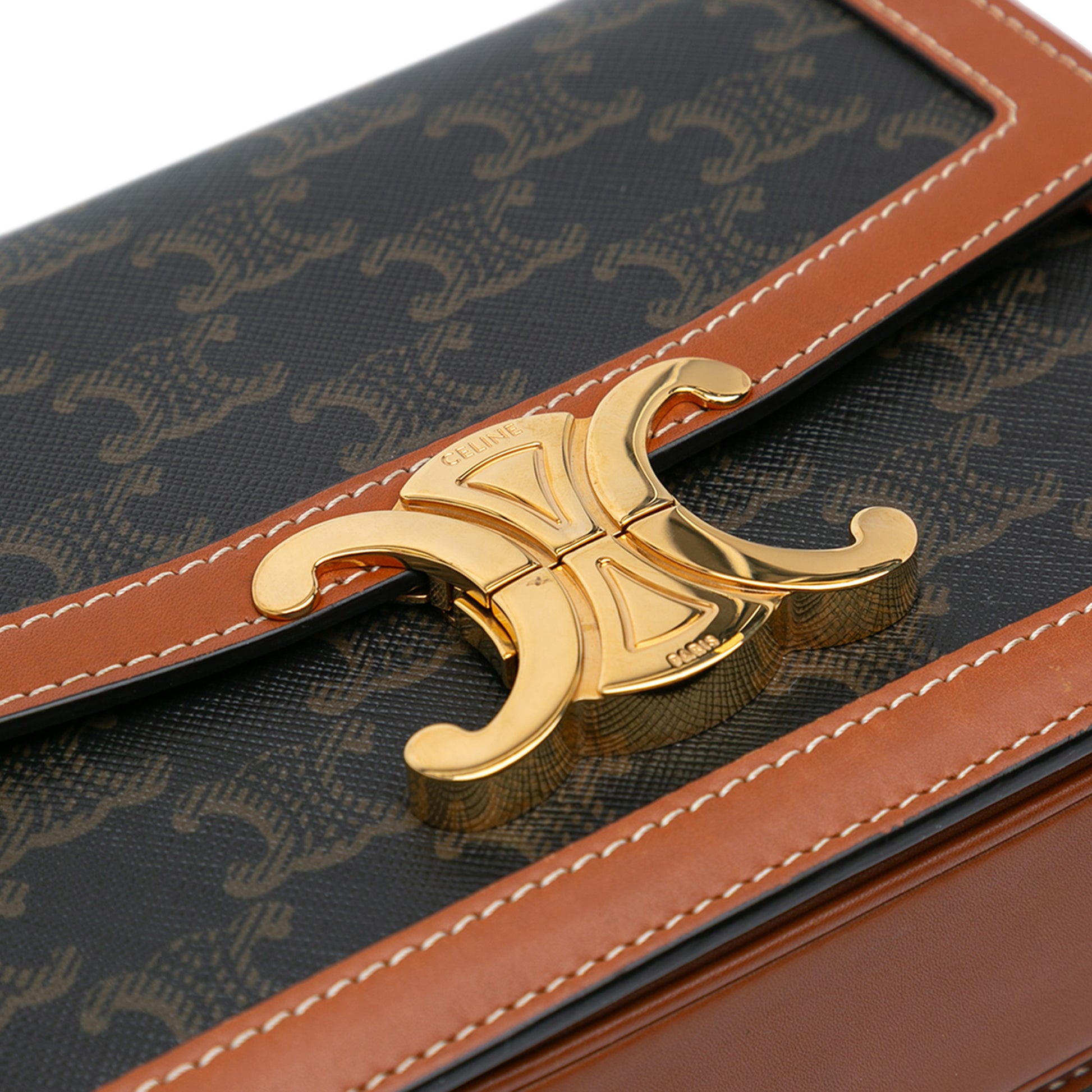 Celine Teen Triomphe Coated Canvas and Calfskin Triomphe Crossbody