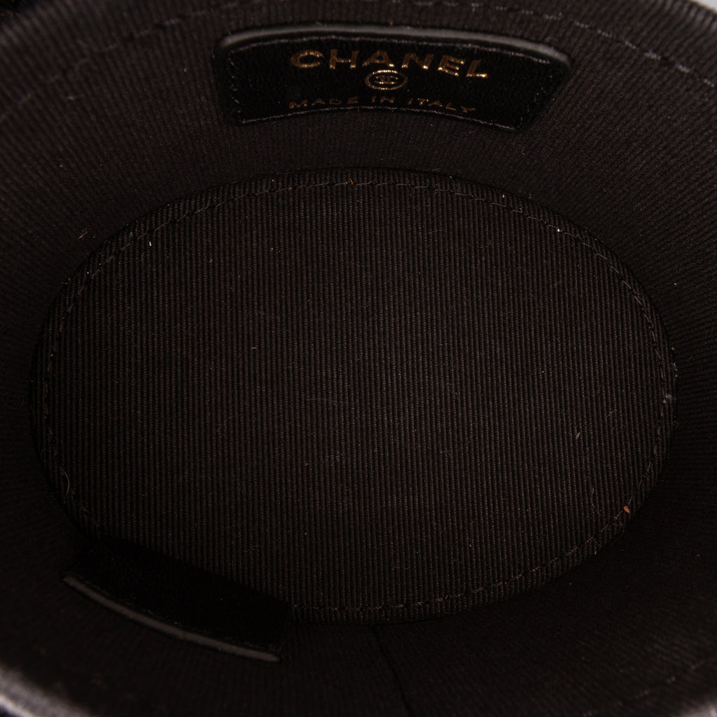 Chanel Mini Quilted Lambskin Round Vanity Case with Chain