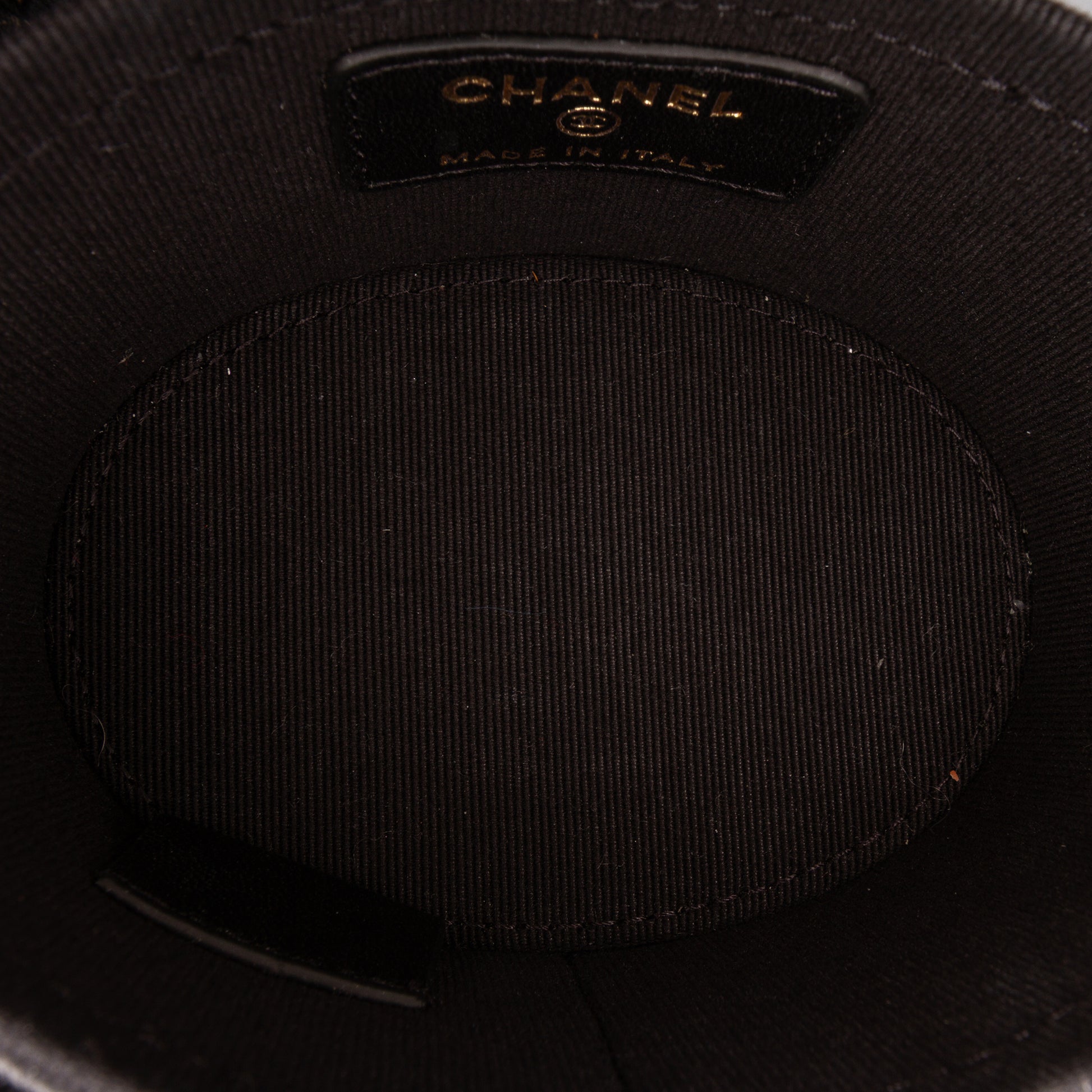 Chanel Mini Quilted Lambskin Round Vanity Case with Chain