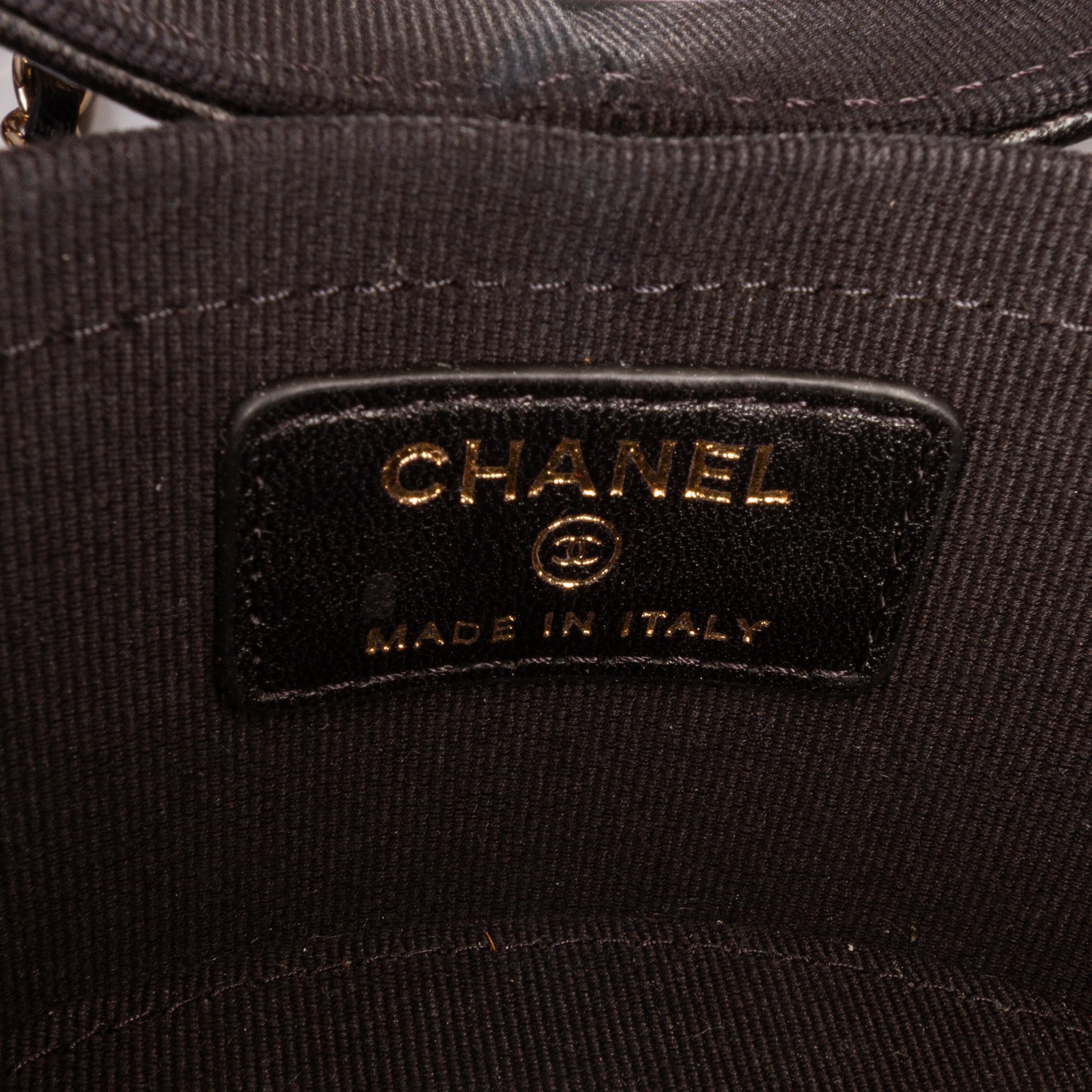 Chanel Mini Quilted Lambskin Round Vanity Case with Chain