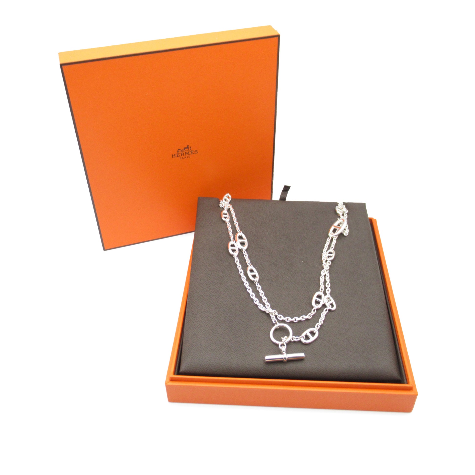 Hermès Sterling Silver Chain d'Ancre Farandole Necklace