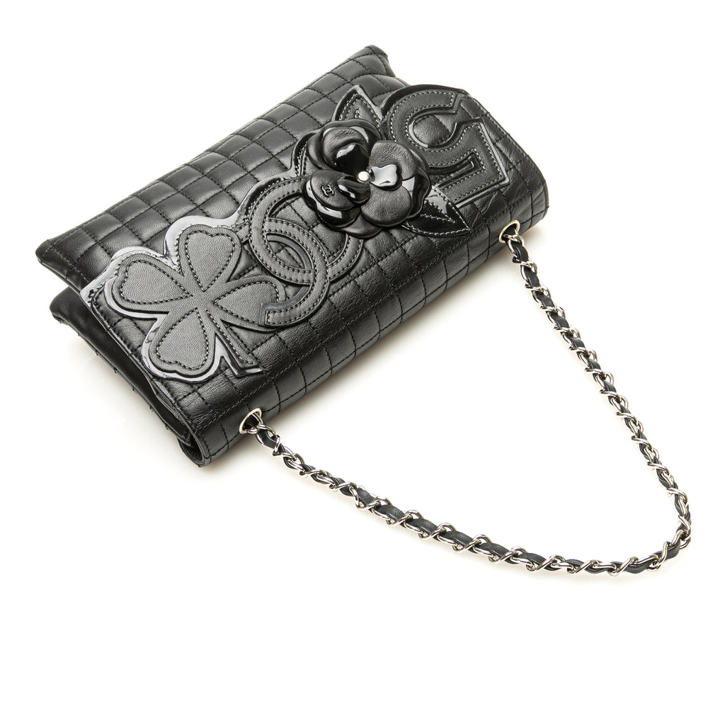 Chanel Choco Bar Calfskin No.5 Camellia CC Shoulder Bag