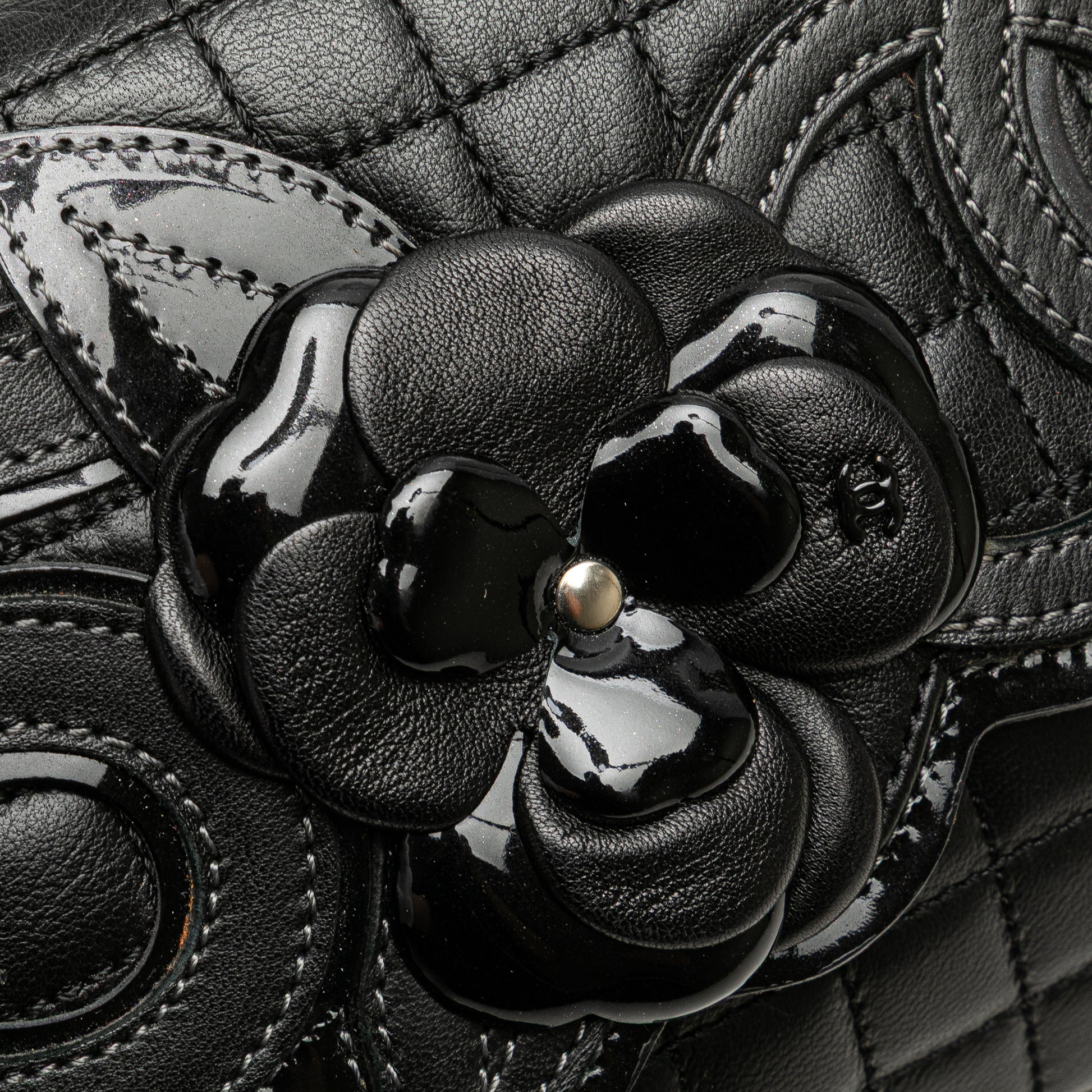 Chanel Choco Bar Calfskin No.5 Camellia CC Shoulder Bag