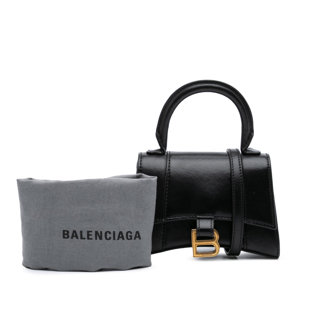 Balenciaga Mini Leather Hourglass Top Handle Bag
