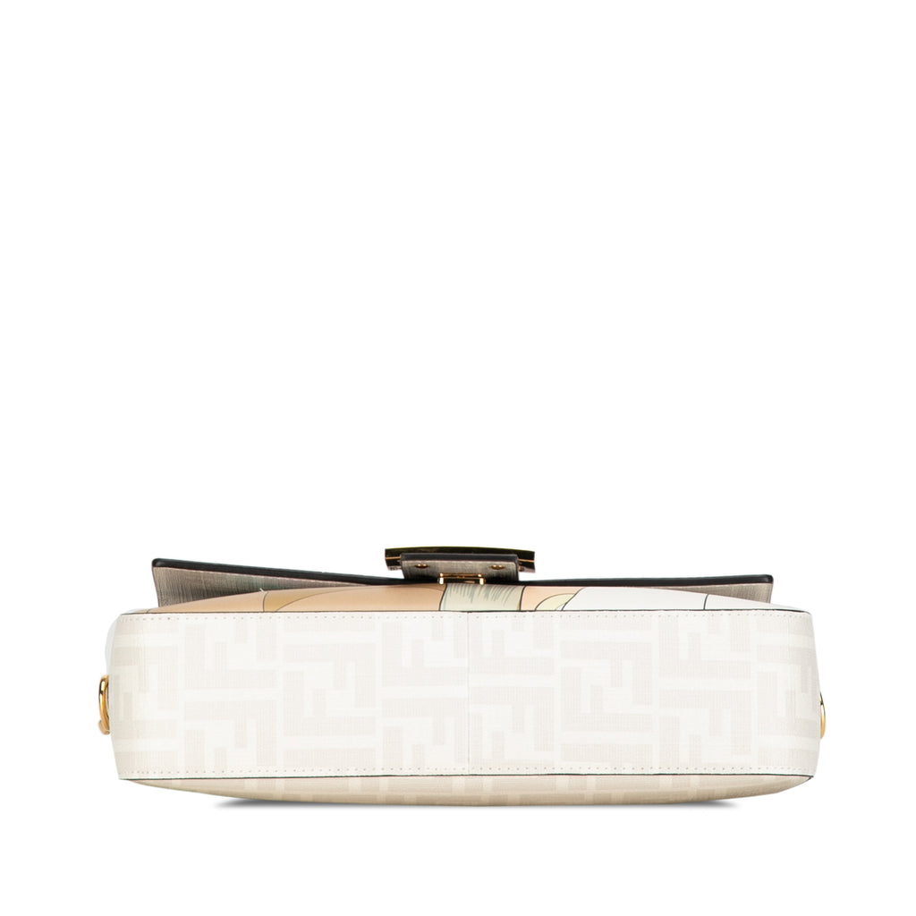 Fendi Zucca Graphic Print Coated Canvas Bikini Girls Baguette Satchel