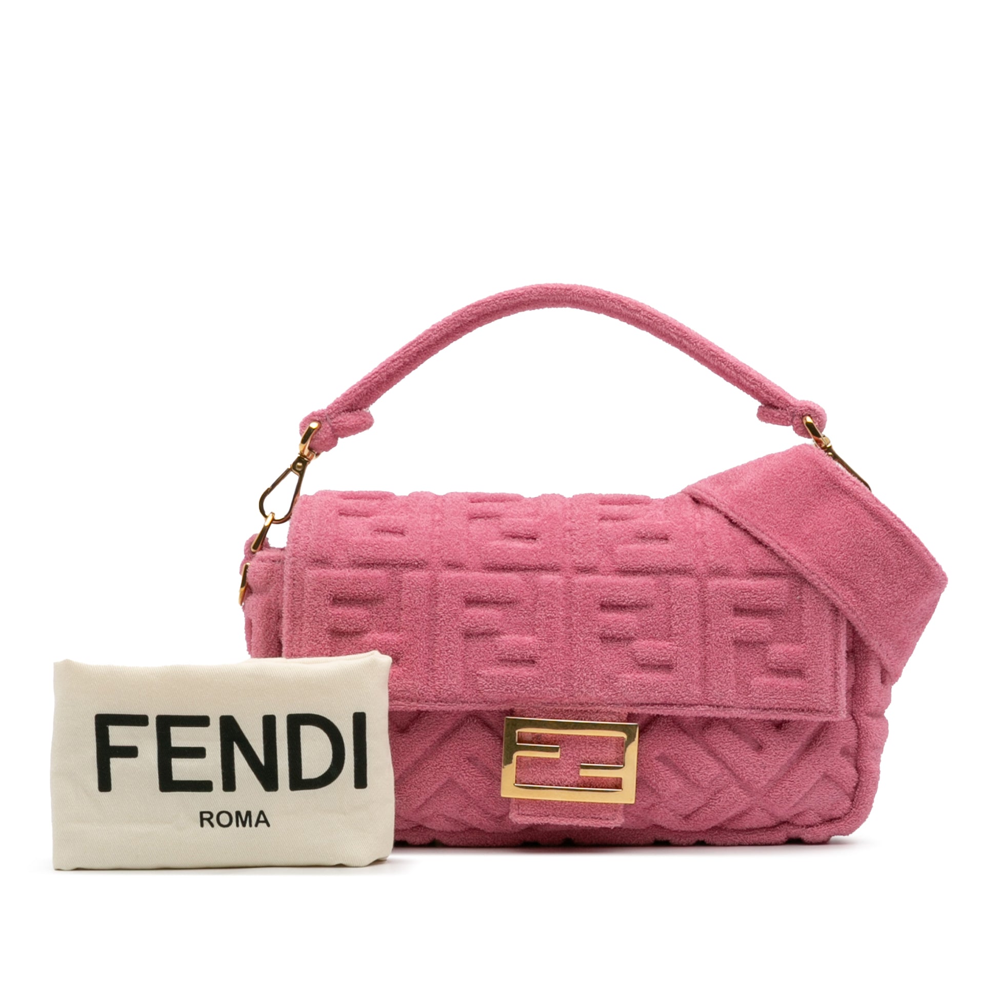Fendi Zucca Embossed Terry Cloth Baguette Satchel