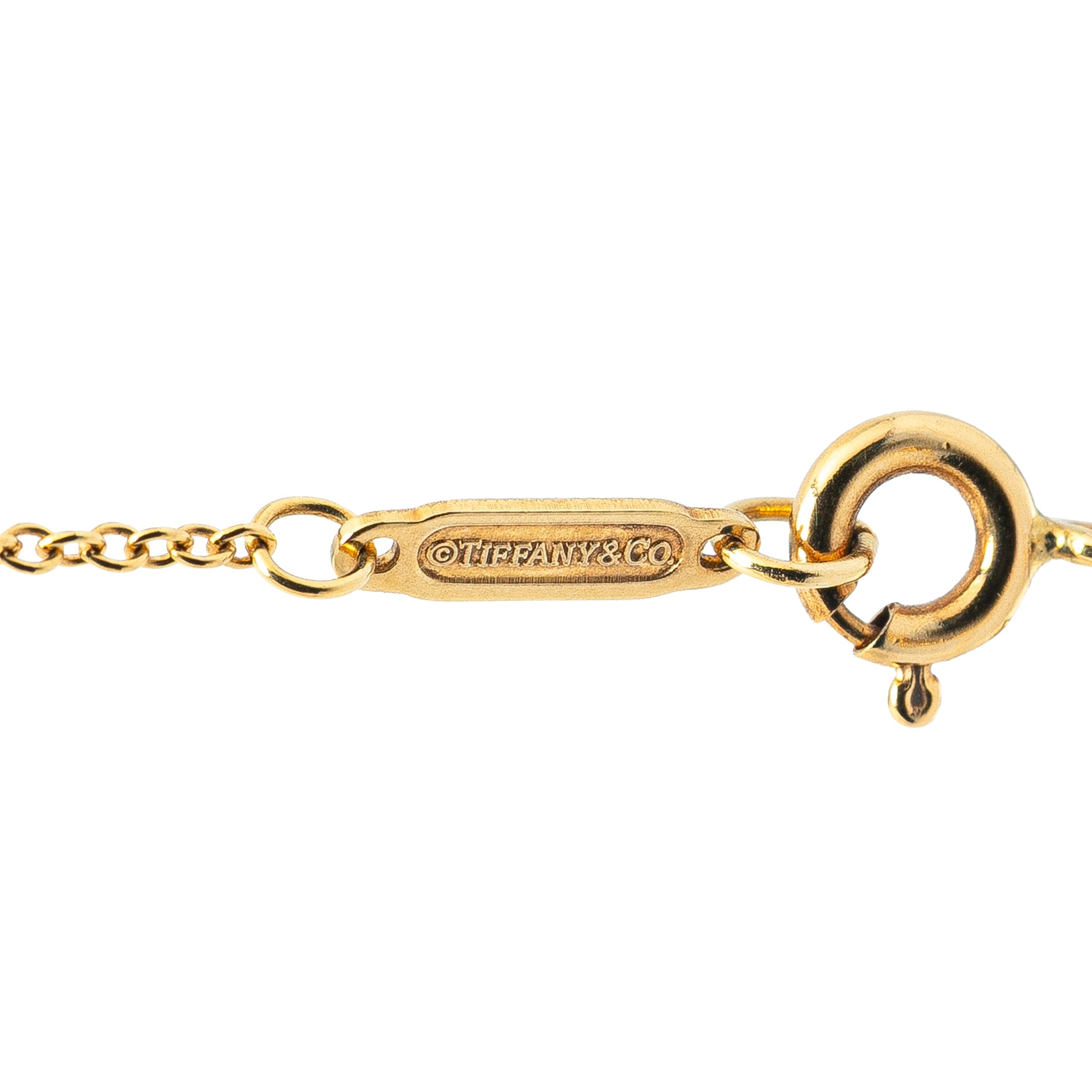 Tiffany 18K Yellow Gold Trefoil Open Key Pendant Necklace