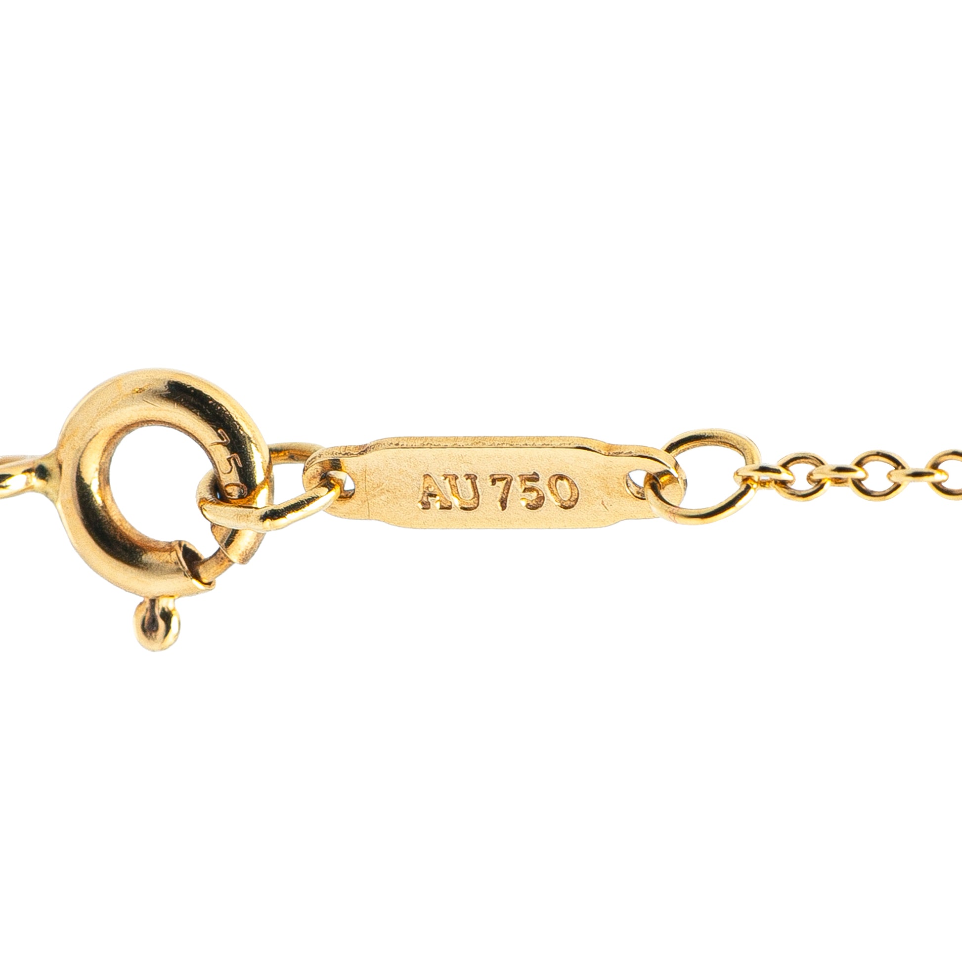 Tiffany 18K Yellow Gold Trefoil Open Key Pendant Necklace