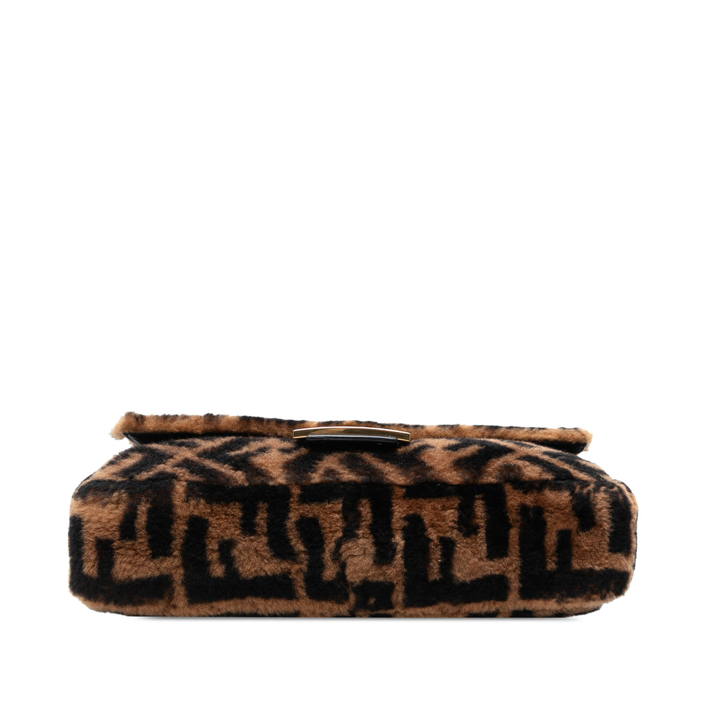 Fendi Medium Zucca Shearling Baguette Satchel