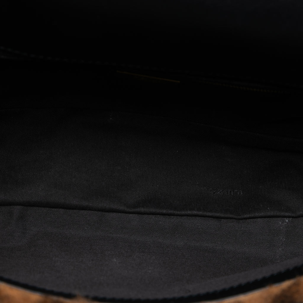 Fendi Medium Zucca Shearling Baguette Satchel