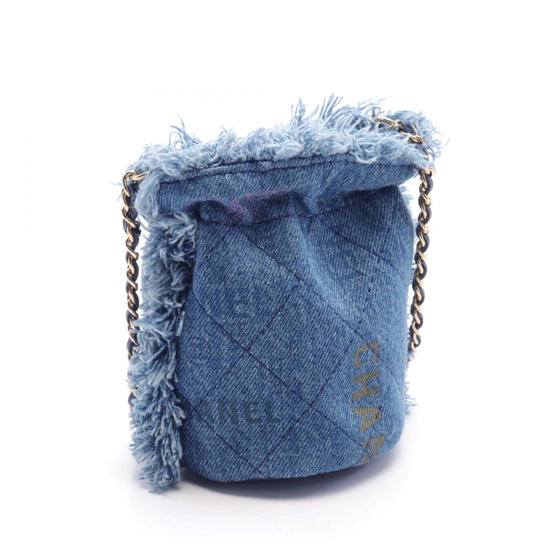 Chanel Mini Quilted Denim Mood Bucket with Chain