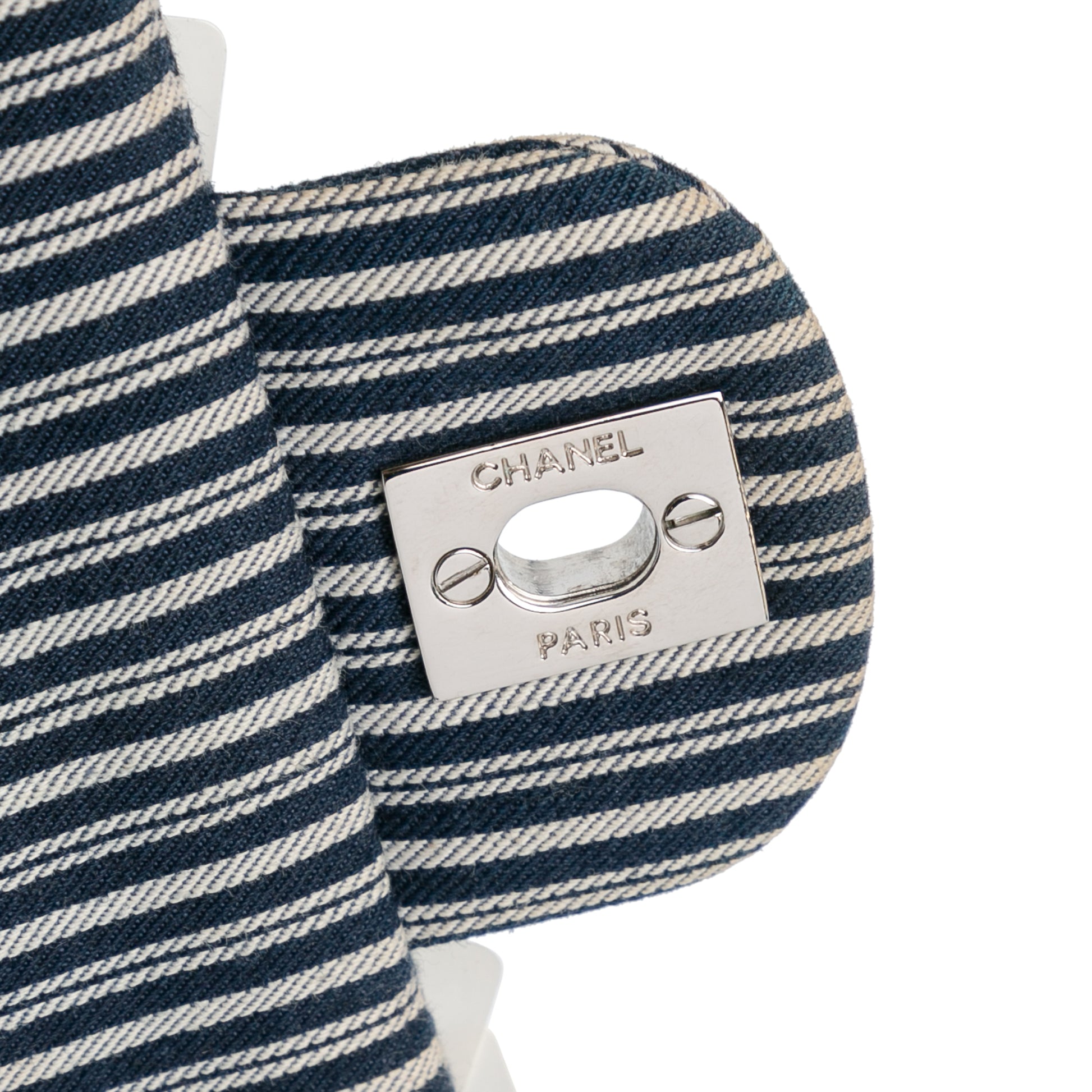 Chanel Medium Classic Canvas Sequin Stripes Double Flap